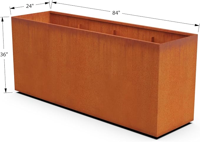 Large Rectangular Planters for Outdoor Plants | 84x24x36 Extra Large Corten - Image 5