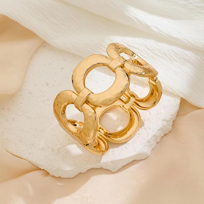 Chunky Gold Bangles Bracelet for Women Trendy Statement Bracelet Dainty Charm Gold Valentine's Day Gift Jewelry for Her