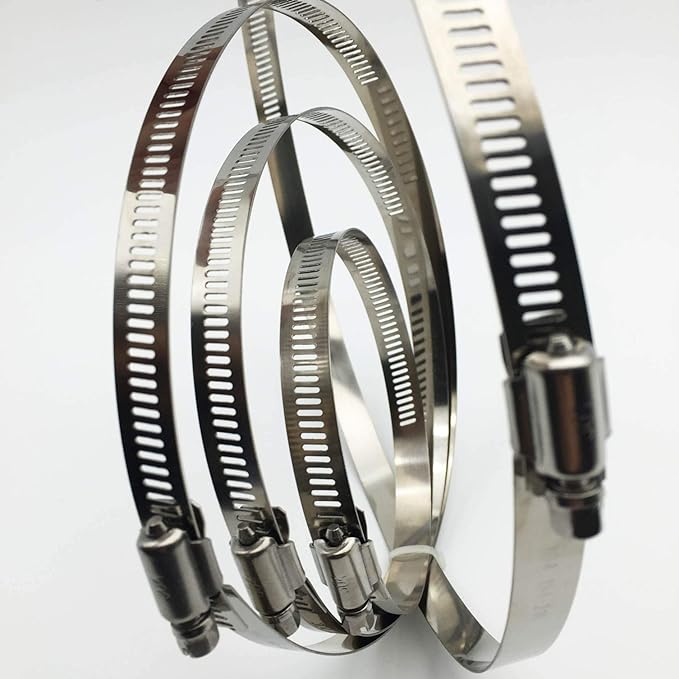 8Pcs 3" Adjustable 304 Stainless Steel Duct Clamps Hose Clamp Pipe Clamp Air - Image 3