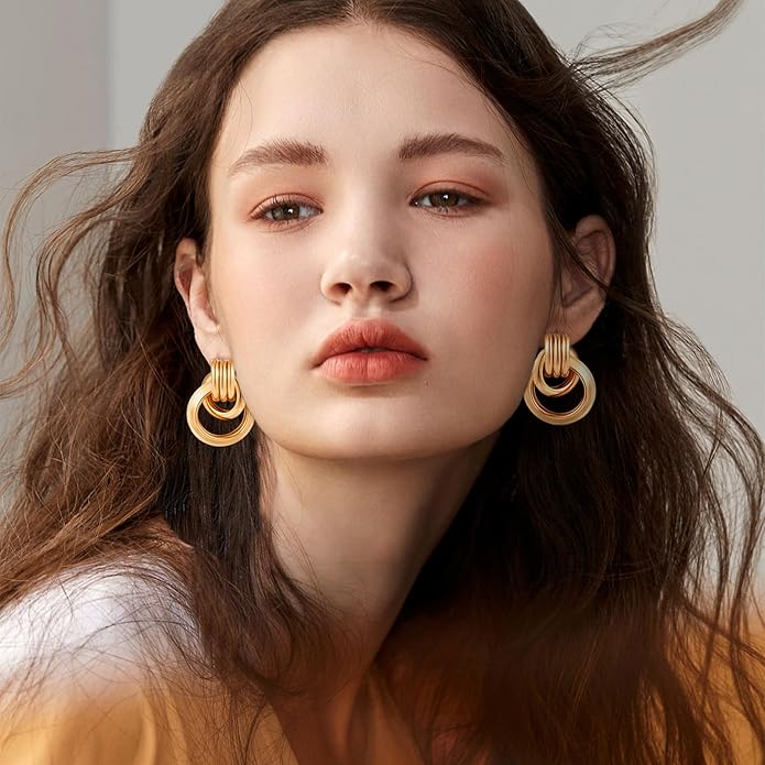 Gold Geometric Drop Dangle Earrings for Women Long Link Dangle Earrings Jewelry Gift
