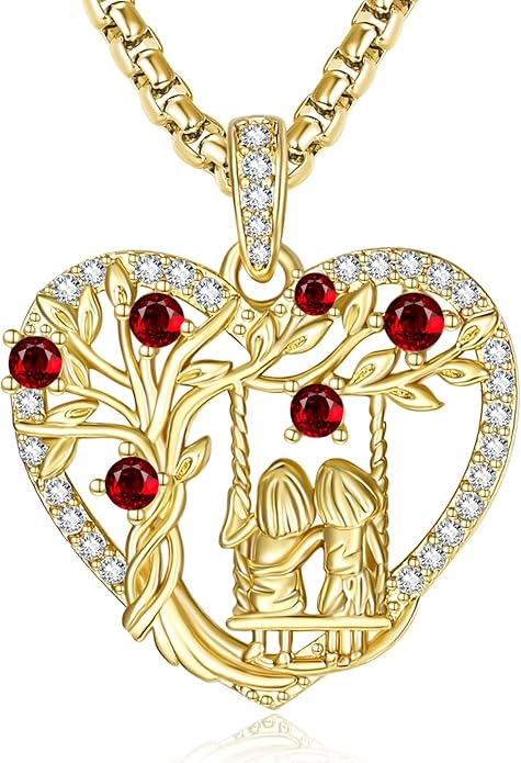 14K Gold Tree of Life Necklace for Sister Christmas Gifts from Sister,Heart Jewelry with Birthstone Pendant for Women Female Friendship Forever My Friend