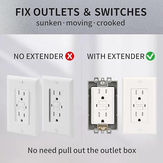 Single Gang Receptacle Outlet Extenders 1/4" | Electric Outlet Extender Box - Image 6
