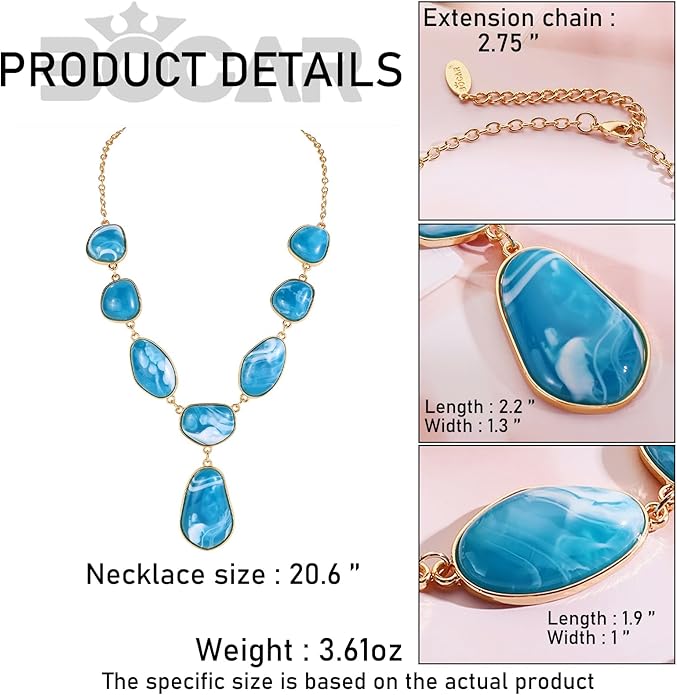 Bocar Bubble Chunky Necklace Alloy Necklace Resin Statement Pendant Necklace for Women