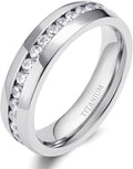 TIGRADE 2.5mm 4mm 5mm 6mm Titanium Ring Cubic Zirconia Engagement Ring Wedding Band Size 3 to 13.5
