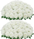InnoGear White Roses Artificial Flowers 100 Pcs Fake Velvet Silk Floral | Bulk by InnoGear