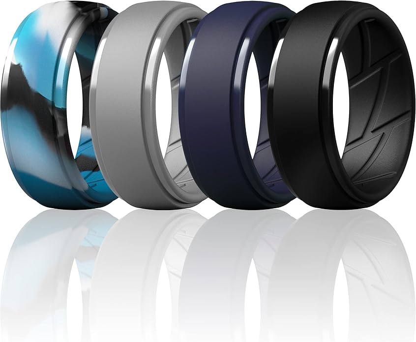 ThunderFit Men's Silicone Rings 10mm Wide 2.5mm Thick Rubber Bands, Breathable, Variety Multipack 1-10
