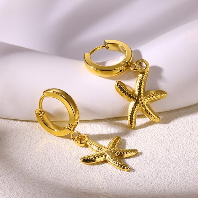 Seashell Starfish Earrings Beach Jewelry for Women Pearl Drop Shell Earrings Ocean Beachy Fashion Accessories Womens Summer Outfits 2026 Tropical Vacation Outfits Beach Vacation Clothes Dresses