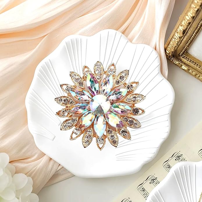Wanheart Sunflower Brooch Pin Rhinestone Crystal Flower Jewelry Vintage Elegant Brooch for Women Dress Hat Bag Accessories