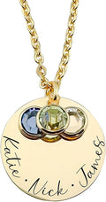 Custom Birthstone Name Necklace for Mom – 1 to 6 Kids Names with Swarovski Crystals – Personalized Gift for Women, Grandma, Wife – Family Jewelry, Mother’s Necklace in Gold, Silver, or Rose Gold