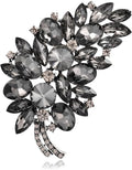 LAXPICOL Vintage Green Austrian Crystal Flower Leaf Bouquet Clusters Large Big Brooch Pin for Women Gold Tone