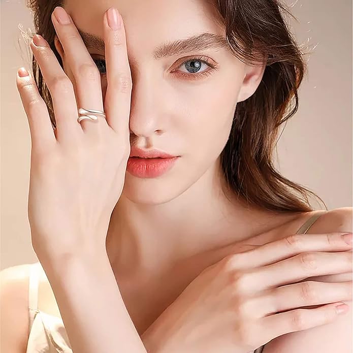 Fookduoduo 925 Sterling Silver Ring Inspirational Jewelry adjustable Wrap Open Rings for Women