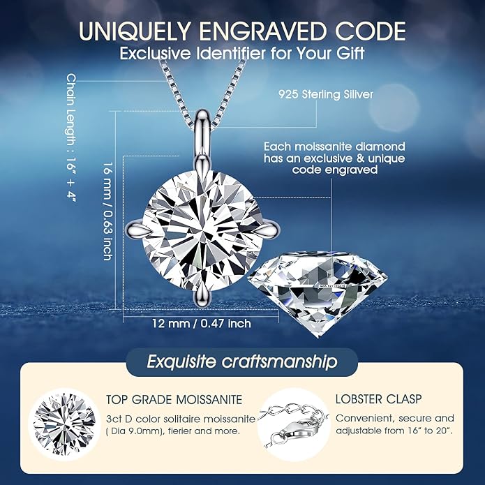 Beam & Bask Adult Daughter Necklace from Mom Dad, Birthday Wedding Graduation Pendant for Daughter from Mother Father, Silver Moissanite Jewelry for Her