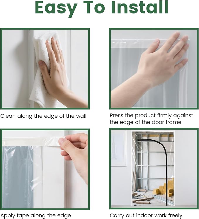 Voomey Dust Barrier 4.7 x 7.2 ft Plastic Zipper Door Dust Protection Kit - Image 4