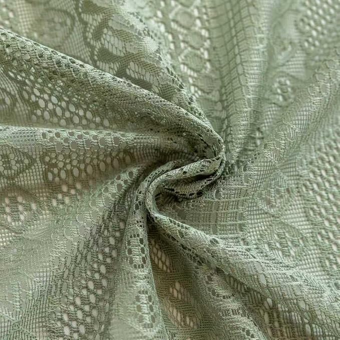 Sutuo Home Sage Green Boho Sheer Window Curtains 72 Inch Long 2 Panels | Lace - Image 8