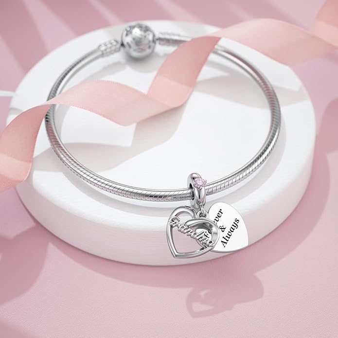 DALARAN Sister Mother Daughter Wife Charms for Bracelet Forever Always Love Charm for Birthday Christmas Sterling Silver Dangle Charm