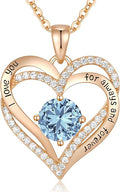CDE Valentine's Day Gift Forever Love Heart Necklaces for Women, Wedding Anniversary, Birthday Mothers Christmas Day Gifts for Mom, Mother, Wife, S925 Silver Jewelry with Birthstone Pendant