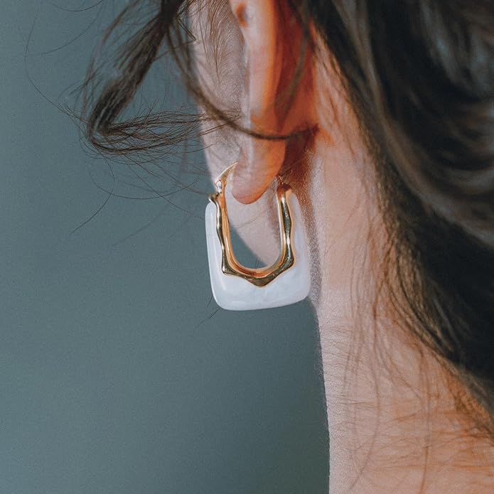 Acrylic Hoop Earrings Chunky Huggie Statement Vintage Earrings Cute Resin Drop Earring Trendy Jewelry Gifts for Women