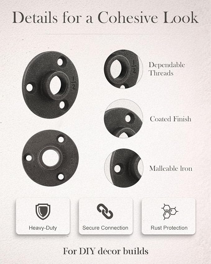 20 Pack 1/2 Inches Industrial Malleable Cast Iron Pipe Flange - Image 5