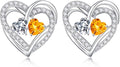 Iefil Valentines Day Gifts for Her, 925 Sterling Silver Heart Birthstone Earrings, Anniversary Birthday Gifts for Women, Birthstone Jewelry for Her Wife Girlfriend Mom