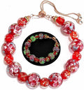 ARTSY Crafts Lily Garden Glow in the Dark Firefly Bead Bracelets Necklaces, Handmade in USA Murano Glass Jewelry, Flower Luminous Beads Mermaid Crystal Bracelet Bangle