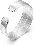 Chunky Bangle Bracelet for Women 925 Sterling Silver Bracelets Handmade Cuff Bangle Bracelets Adjustable Jewelry Fashion Simple Open Bangles