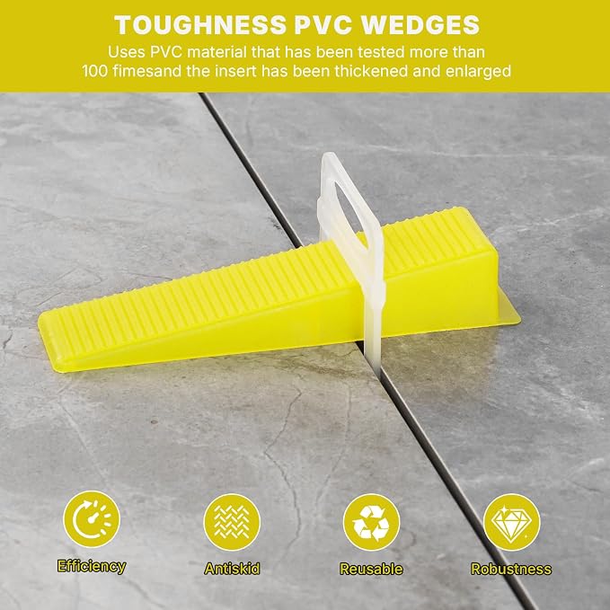 1000Pcs Tile Wedges for 1/8", 1/32" Tile Spacers | Tile Leveling System - Image 3