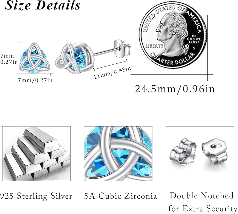 MEDWISE 925 Sterling Silver Birthstone Stud Earrings for Women Birthday Jewelry Gifts for Daughter Mother Women Valentines Day Gifts for Her