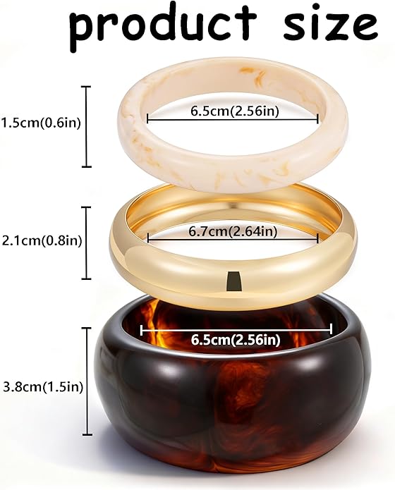 FAXHION Chunky Resin Acrylic Bangle Bracelets for Women, Colorful Wide Geometric Bangles Set, Statement Stackable Bracelet Jewelry Gift