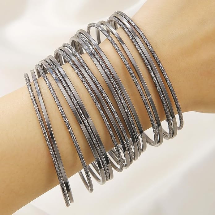 16Pcs Gold Bangle Bracelets for Women - Multi Layer Stackable Textured Bracelets Boho Jewelrys Set.