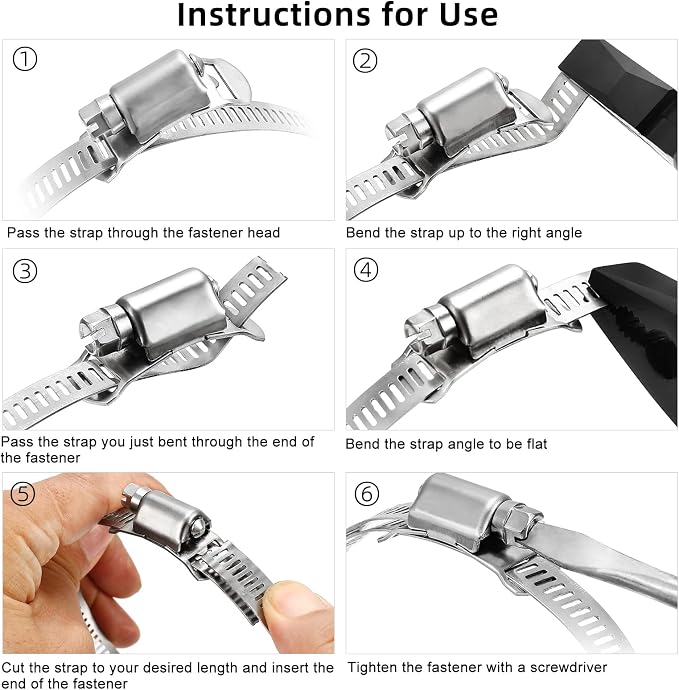 Hose Clamps, DIY 200 FT Metal Strap + 80 Fasteners, Hose Clamps Stainless Steel - Image 6