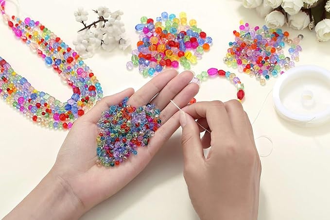 LAIDANLA 800PCS Glass Beads Mixed Color Crystal Beads Assorted Crystal Beads with Container Box for DIY Necklace Bracelet Earring Jewelry Making