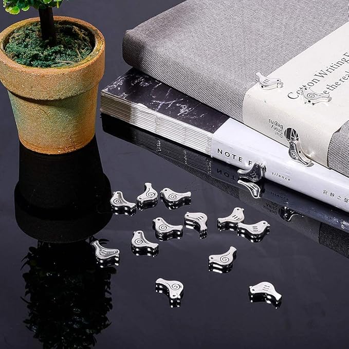 NBEADS 60 Pcs Bird Shape Loose Alloy Beads, Tibetan Style Metal Spacer & Animal Charm Beads With Container for Bracelet, Necklace, Earrings - Antique Silver