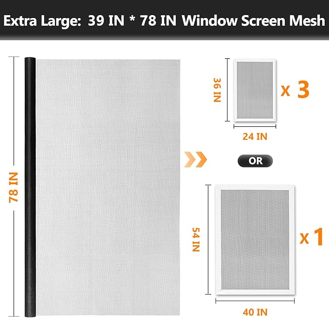 Secopad Window Screen & Screen Door Mesh Repair Kit, 39 in x 78 in, Tearproof & - Image 2