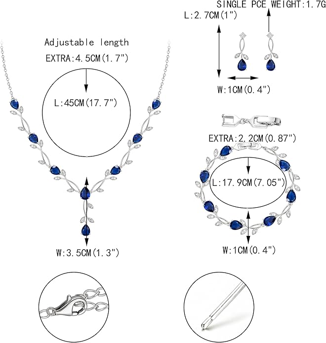 EVER FAITH Bridal Cubic Zirconia Jewelry Sets for Women, White Simulated Pearl Leaf Vine Pendant Wedding Party Necklace Earrings Set for Bridesmaid Bride
