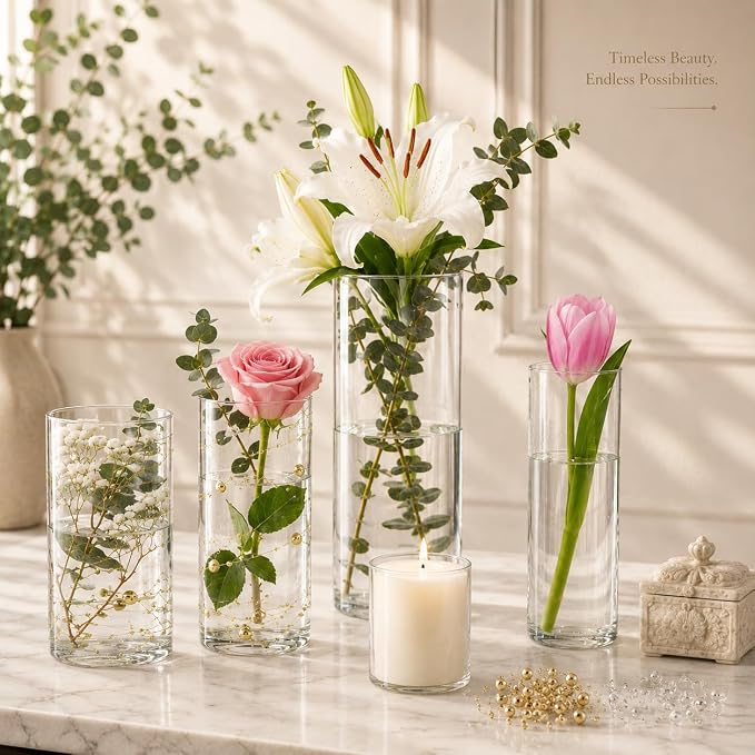48pcs Glass Vase Cylinder for Centerpieces 4, 10Inch Tall Small Flower Glass - Image 4