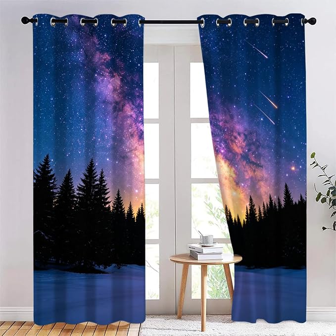 Forest Curtain, Milky Way Meteor Shower Curtains by Unknown