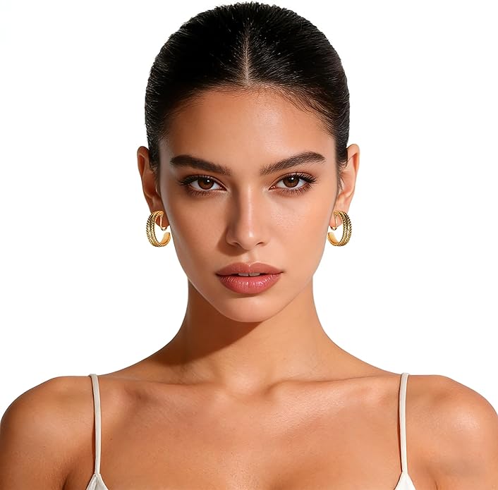 Gold and Silver Mixed Metal Clip-On Earrings Two Tone Clip-On Earrings Chunky Twist Open Hoops Earring Fashion Jewelry