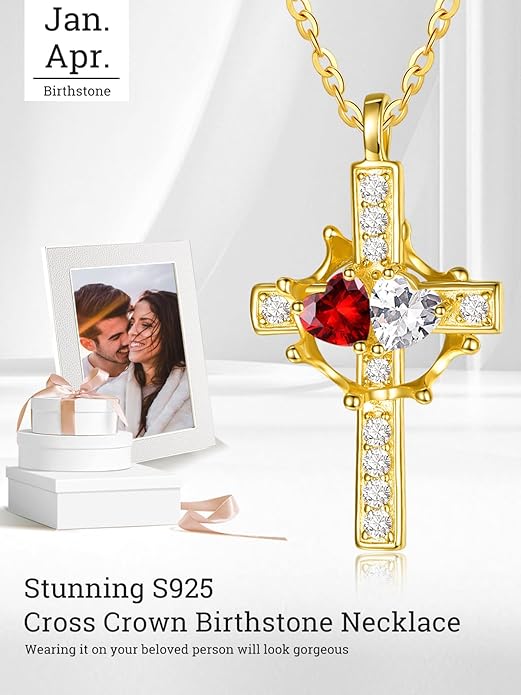 Valentine's Day Gifts for Wife 925 Sterling Silver Double Birthstone Pendant Necklaces I Love You for Always and Forever Necklace Anniversary Birthday Gifts for Wife Girlfriend Mom Her