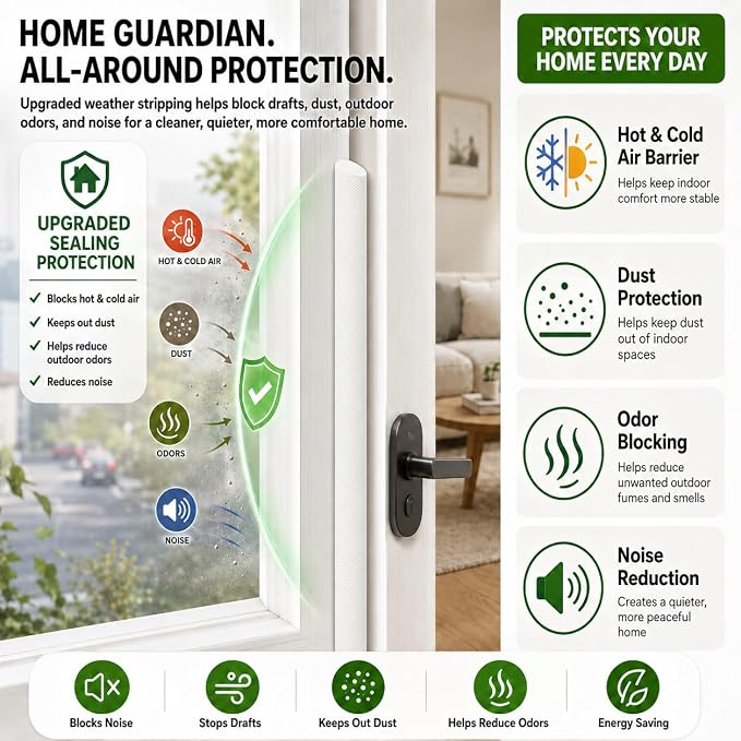 20FT Weather Stripping Door Seal, Self-Adhesive PU D-Shaped Seal Strip - Image 7
