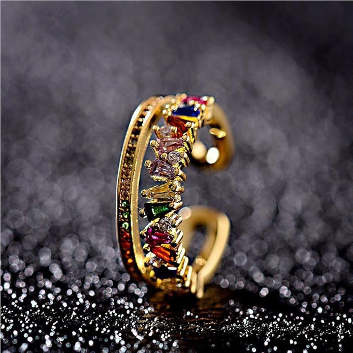 Gold-Plated Butterfly Rings - Vintage Snake Statement Rings with Cubic Zirconia for Women Adjustable Open Rings