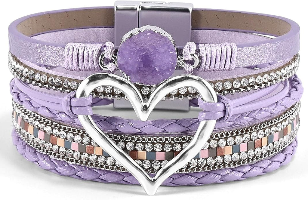 VIBILIA Boho Leather Wrap Bracelets for Women Multi-Layer Bracelets with Strong Clasp Jewelry for Women