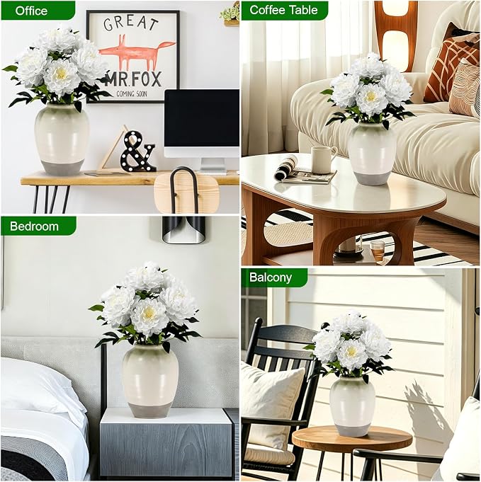 Fake Peony Plant 2FT Tall, Realistic Touch Leaves, Potted Peony Artificial - Image 3