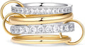 Gelbesty Stackable Gold Silver Band Rings for Women, Statement Chunky Cubic Zirconia Rings, Fashion Unique Designer Mixed Metal Jewelry Size 5/6/7/8/9/10/11