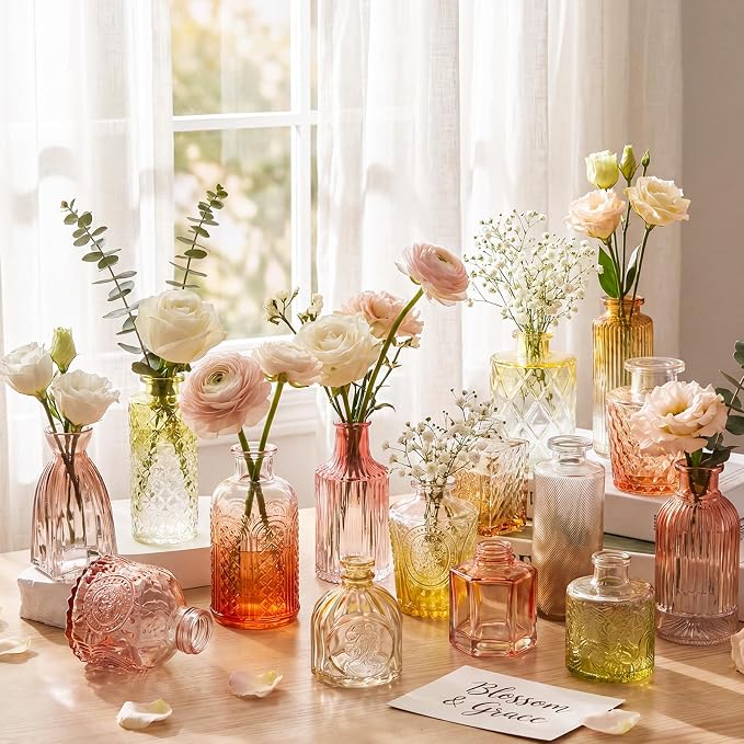 Yaomiao 30 Pcs Glass Bud Vases Centerpieces, Mini Colored Flower Vase - Image 3