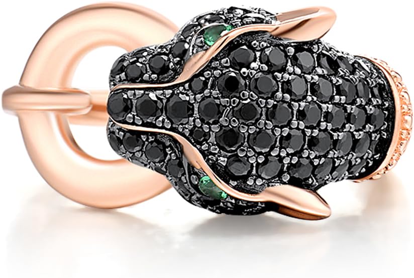 Santuzza Panther Ring 925 Sterling Silver Leopard Rings Cubic Zirconia Green Spinel Jaguar Jewelry