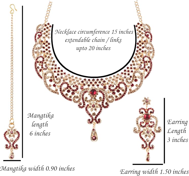 Touchstone Indian jewelry set for women bollywood gold jewellery wedding outfits necklace sets earrings bridal maang tikka fancy costume girls big desi accessories rhinestone in gold or silver tone