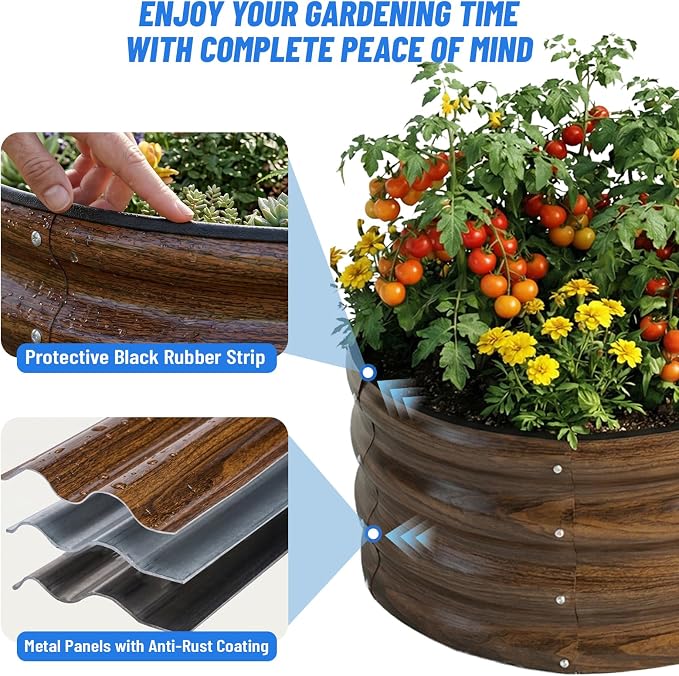 3 Pcs 2x2x1ft Round Galvanized Raised Garden Bed Kit Outdoor, Metal Planter Box - Image 3