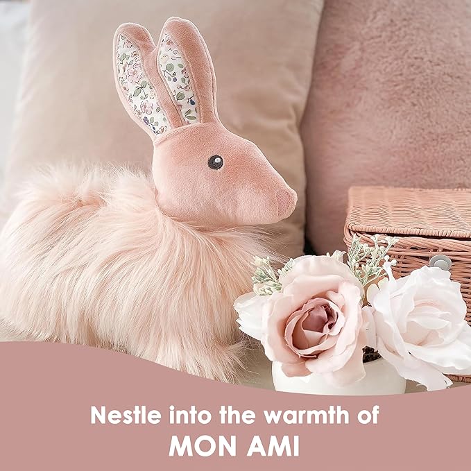 MON AMI Fluffy Bunny Décor Pillow, Soft & Cuddly Plush, Premium Throw Pillow, Kids Decorative Pillow, Pink, 13”x 12”