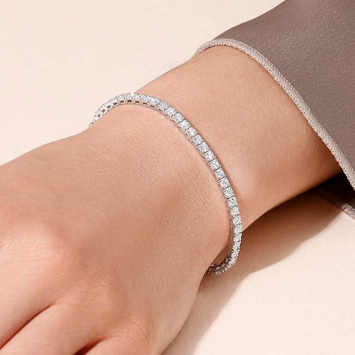 14K White Gold Tennis Bracelet With 3.00-5.00 TCW Lab Grown Diamond, 6.5"/7" Length, IGI Certified, Classic Diamond Bracelet, 4 Prong (E-F Color, VVS-VS), Tennis Bracelet For Women, Fine Jewelry