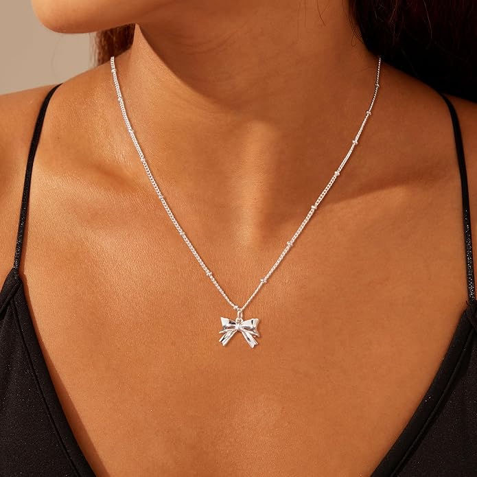 Layered Gold Necklaces for Women, Stackable Dainty 14K Gold Silver Plated Trendy Simple Heart Diamond Cross Bow Circle Pendant Paperclip Choker Dot Chain Necklace,Jewelry Set Gifts for Women